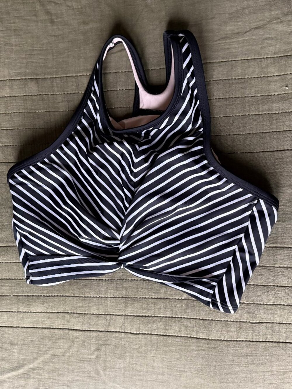 Black & White Stripe Bikini Top